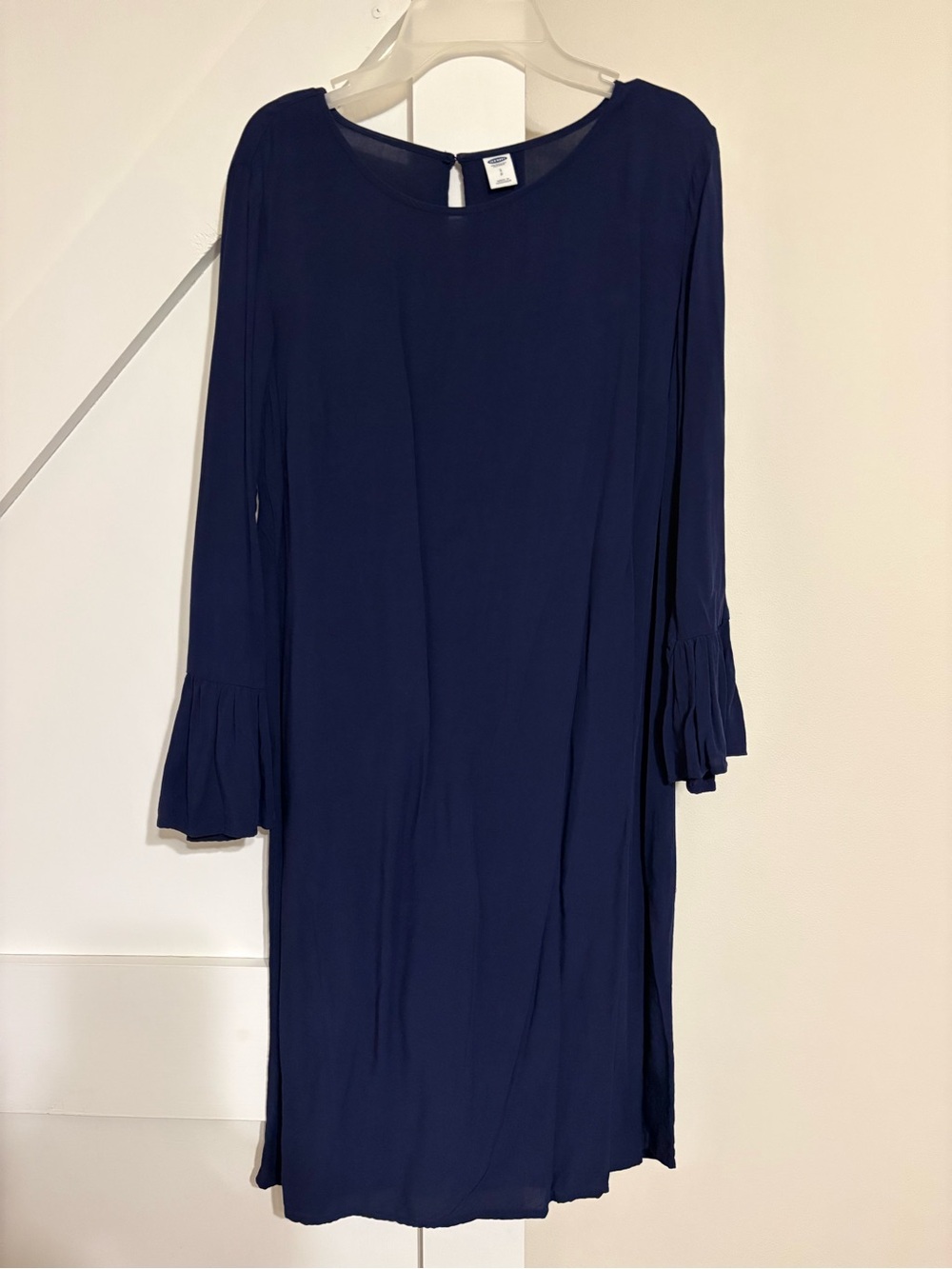 Old Navy Navy Long-Sleeve Shift Dress with Ruffle Cuffs